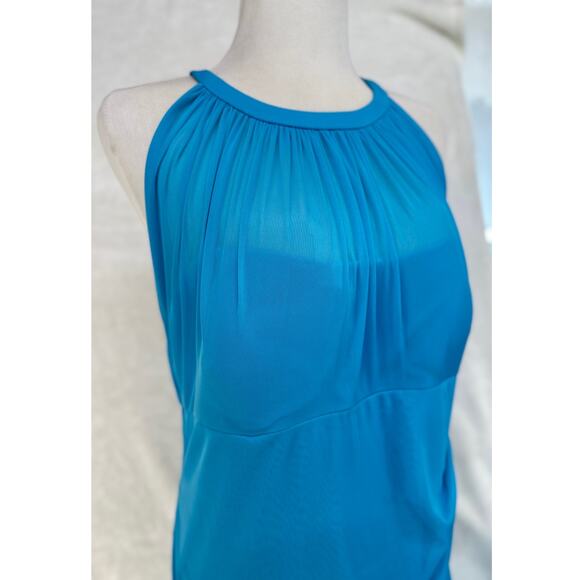 Davids Bridal Malibu Blue Maxi Long Sleeveless Dress Womens Size 14 STAINS AS-IS - Picture 11 of 16